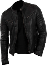 Classyak Men's Motorcycle Fashion Real Leather Jacket